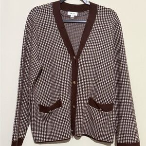 On 34th Brown and White Houndstooth Cardigan